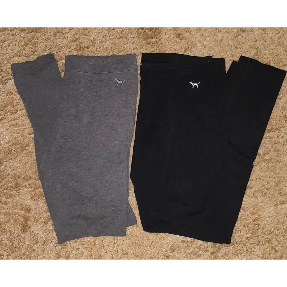PINK by V.S. LEGGINGS BUNDLE BLACK & GRAY SIZE MEDIUM (waist-cuff 33")